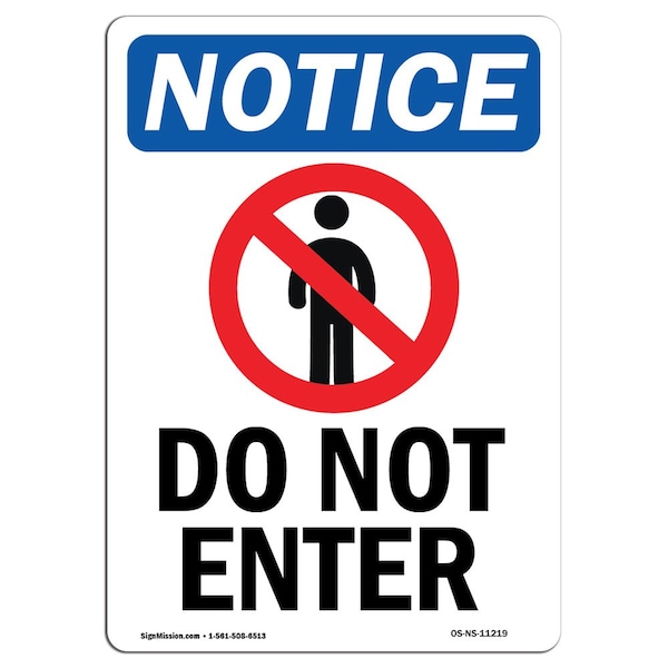 Signmission OSHA Sign, 10" H, 7" W, Rigid Plastic, Do Not Enter Sign With Symbol, Portrait, V-11219 OS-NS-P-710-V-11219 - main